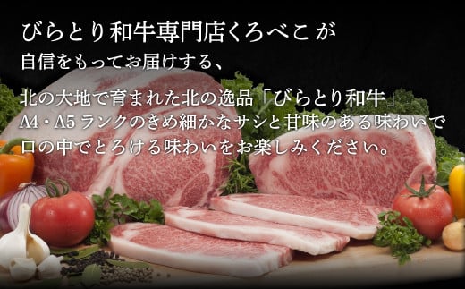 【A4/A5ランク黒毛和牛】びらとり和牛サーロインステーキ200ｇ2枚オリジナルソース付 ふるさと納税 人気 おすすめ ランキング びらとり和牛 黒毛和牛 和牛 肉 サーロイン ステーキ 北海道 平取町 送料無料 BRTB001