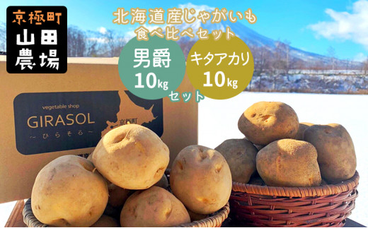 北海道産じゃがいも〈男爵〉10kg・〈キタアカリ〉10kg食べ比べセット［京極町］じゃがいも 男爵 キタアカリ 野菜 10kg セット 食べ比べ 料理