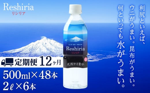 【定期便】天然ケイ素水リシリア(500ml×48本入・2L×6本)×12ヶ月【定期便・頒布会】