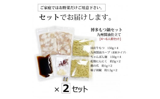 博多もつ鍋セット（和風醤油仕立て）国産牛もつ 600g　4～6人前【もつ鍋 もつなべ 鍋 なべ もつ 鍋セット 鍋料理 牛もつ ホルモン ほるもん ホルモン鍋 冷凍 国産 人気 福岡 土産 九州 博多 ご当地 福岡県 大任町 AP062】