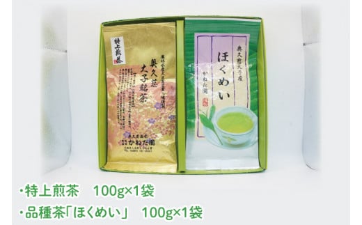 【農林水産大臣賞受賞】かねた園の奥久慈茶 大子銘茶 2種セット 計200g（100g×各1袋）（CK002）