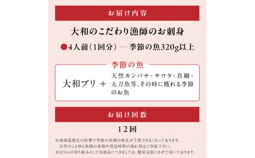 【12ヶ月定期便】大和のこだわり漁師のお刺身4人前 N072-YG0143_1