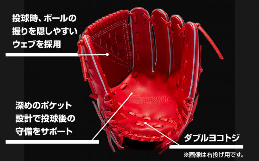 宮崎県産牛革使用 WAGYU JB 硬式用 グラブ 投手用 JB-001T(パワーオレンジ/左投げ用)_M147-012_01