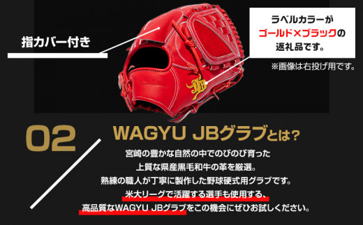 宮崎県産牛革使用 WAGYU JB 硬式用 グラブ 投手用 JB-001T(パワーオレンジ/左投げ用)_M147-012_01