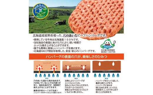 180014001 ＜ホクビー＞北海道穴のあいたビーフハンバーグ(150g×6)【高島屋選定品】7-017