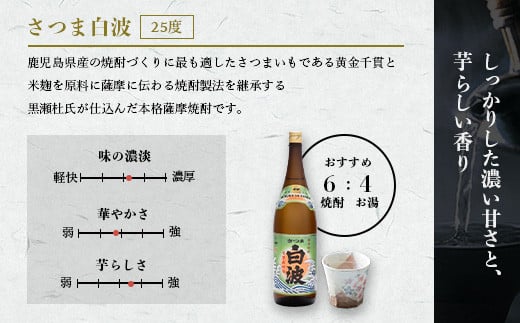 枕崎の定番焼酎 2種＜白・黒＞1800ml×各1本＜薩摩焼酎＞芋焼酎 黒麹 A6-24【1563490】