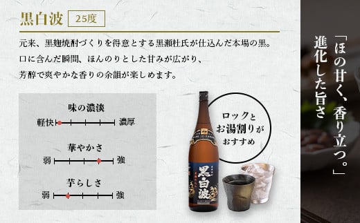 枕崎の定番焼酎 2種＜白・黒＞1800ml×各1本＜薩摩焼酎＞芋焼酎 黒麹 A6-24【1563490】