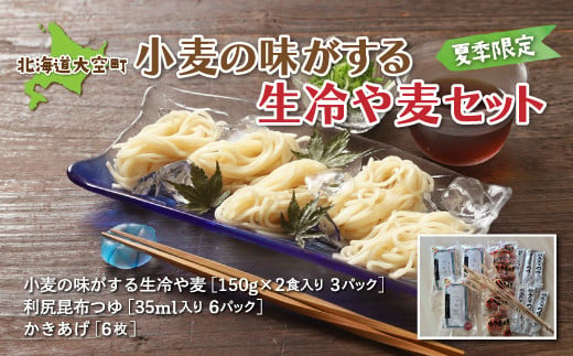 「小麦の味がする」生冷や麦セット（夏季限定）150g２食入り３パック 【 ふるさと納税 人気 おすすめ ランキング 冷や麦 ひやむぎ セット つゆ かき揚げ 麺 北海道 大空町 送料無料 】 OSR007