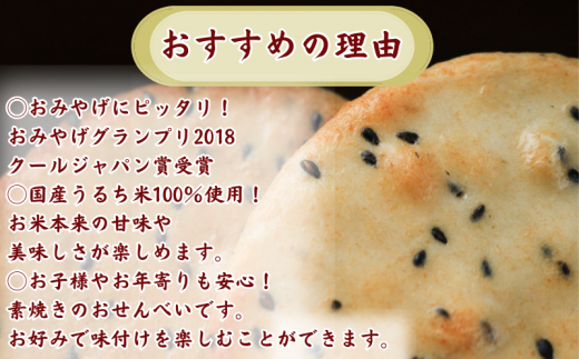 ごま かんたん 手焼きせんべい の 素 10枚 5袋入 詰め合わせ セット 国産 うるち 米 100% オーブン トースター で 簡単 素焼き 煎餅 おみやげ グランプリ  ゴマ 胡麻