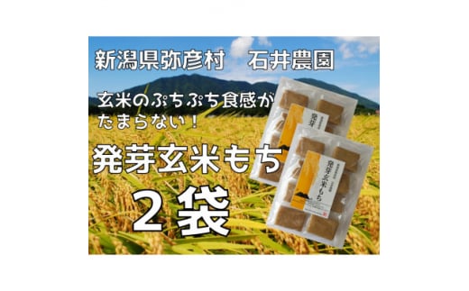 ぷちぷち食感がたまらない「発芽玄米餅」　2袋　新潟県弥彦村産「こがねもち」100%使用【1554472】