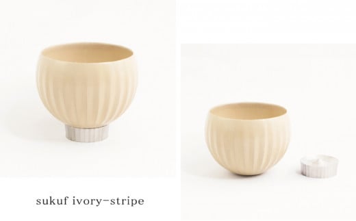 【手作り漆器】sukuf ivory（ペア）漆器×金属　湯呑・ぐいのみ・小鉢／天然木・本漆[№5223-0100]