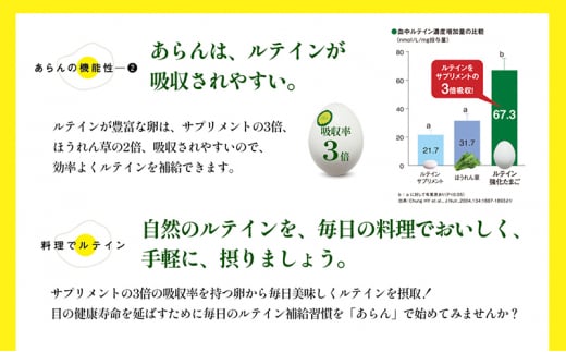 [№5911-0331]光の刺激から目を守る　ルテイン含有卵　機能性表示食品「あらん」