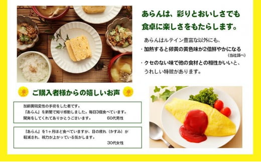 [№5911-0331]光の刺激から目を守る　ルテイン含有卵　機能性表示食品「あらん」