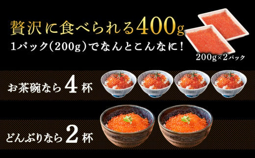 しぶやのいくら醤油漬（ますいくら）400g（200g×2） いくら 醤油漬け 北海道 小分け 白老町