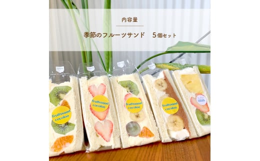 季節のフルーツサンド　5個セット | 果物 くだもの フルーツ フルーツサンド 旬 苺 いちご イチゴ みかん ミカン キウイ ばなな バナナ カスタード クリーム 5個 セット 熊本県 玉名市