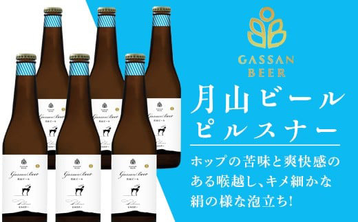 FYN9-719 【定期便3回】クラフトビール 月山ビール ピルスナー 6本セット 地ビール こだわり お酒 山形県 西川町