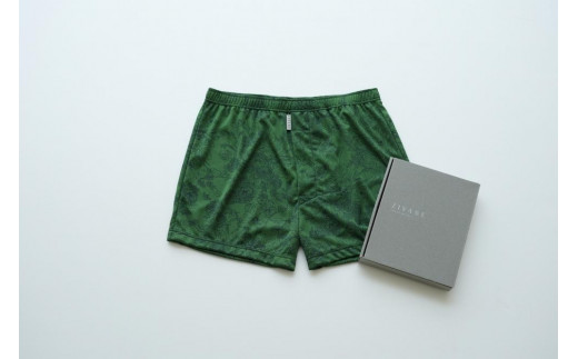 メンズ下着 ショートトランクス 2枚セットD 0405 Mサイズ 締め付け感の無い/ 専用BOX付き ZIVANE（04：Botanical Green,05：Botanical beige）