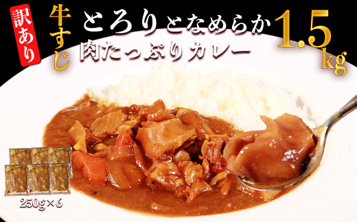 【訳あり】具だくさん やわらか牛すじカレー 約250g×6パック 計 約1.5kg