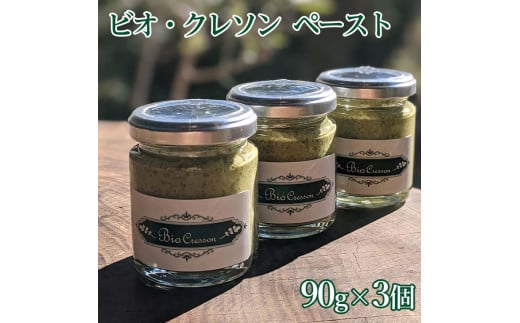 ビオクレソンペースト (90g×3個)　※離島への配送不可 ふるさと納税 クレソン ペースト 野菜 やさい 付け合わせ 調味料 缶詰 瓶詰 山梨県 道志村 送料無料 DSL003