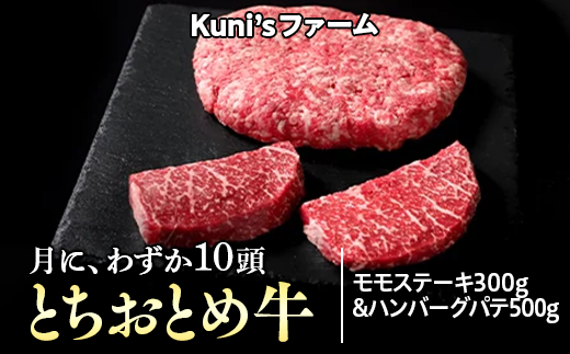 とちおとめ牛　モモステーキ300g＆ハンバーグパテ500gセット｜牛肉 肉加工品