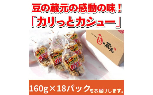 豆の蔵元　「カリっとカシュ―」160g×18パック　おかき 豆 豆菓子 せんべい 進物 お菓子 大容量 お豆 人気 送料無料 おいしい おつまみ あられ