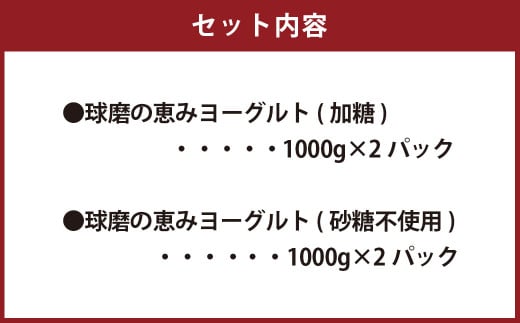 「球磨の恵みヨーグルト」 加糖・砂糖不使用 1000g×各2個 合計4個セット ヨーグルト 加糖 砂糖不使用 熊本県 水上村