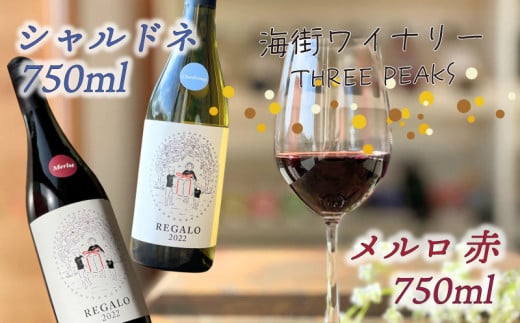 -大船渡で造るワイン- 赤白ワイン（メルロ・シャルドネ）2本セット 辛口 750ml スリーピークスワイナリー