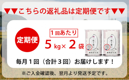 令和6年産  定期便 3ヵ月連続お届け ゆめぴりか 10kg 精米 北海道 共和町