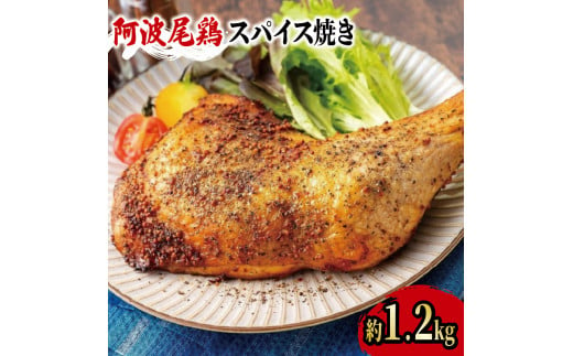 阿波尾鶏 鶏肉 スパイシーローストチキン 2本（約1.2kg） 鳥肉 とりにく 鶏 鳥 とり チキン モモ もも肉 スパイス 焼き鳥 焼鳥 串カツ くしかつ ロースト 地鶏 阿波尾鶏 ブランド 高級 ギフト プレゼント 贈答 お取り寄せ グルメ クリスマス 誕生日 記念日 冷凍 真空パック 小分け 個包装 送料無料 徳島県 阿波市 有限会社阿波食品