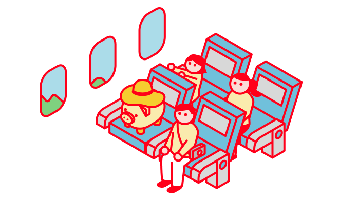 旅行をしている人たちのイラスト
